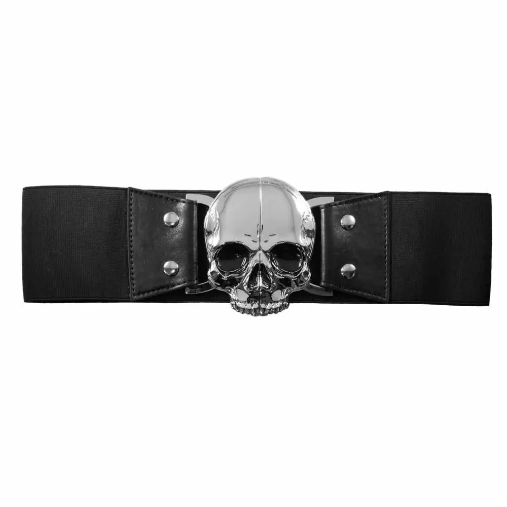 Kreepsville Accessories Elastic Waist Belt Skull Black 3 Kreepsville Accessories Elastic Waist Belt Skull Black