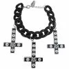 Kreepsville Inverted Cross Pentagram Bracelet Black