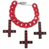 Kreepsville Jewelry Inverted Cross Pentagram Bracelet Red