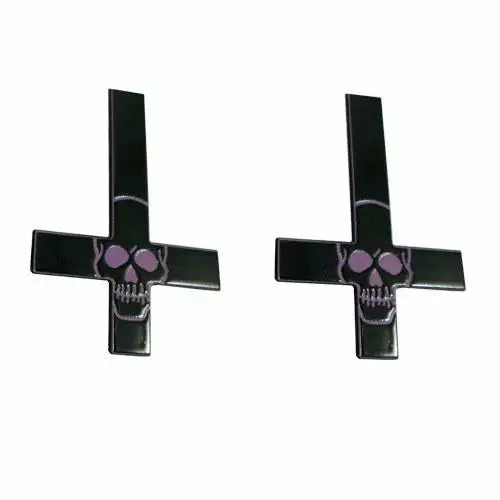 Kreepsville Inverted Cross Skull Hairslides Purple Accessories 3 Kreepsville Inverted Cross Skull Hairslides Purple Accessories