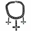 Kreepsville Jewelry Inverted Cross Skull Necklace Black