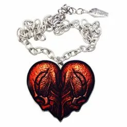Kreepsville Red Skull Heart Necklace Jewelry