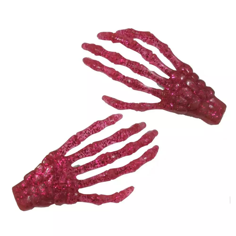 Kreepsville Accessories Skeleton Bone Hand Hairslides Pink Glitter 3 Kreepsville Accessories Skeleton Bone Hand Hairslides Pink Glitter