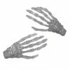 Kreepsville Skeleton Bone Hand Hairslides Silver Glitter
