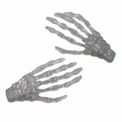 Kreepsville Skeleton Bone Hand Hairslides Silver Glitter