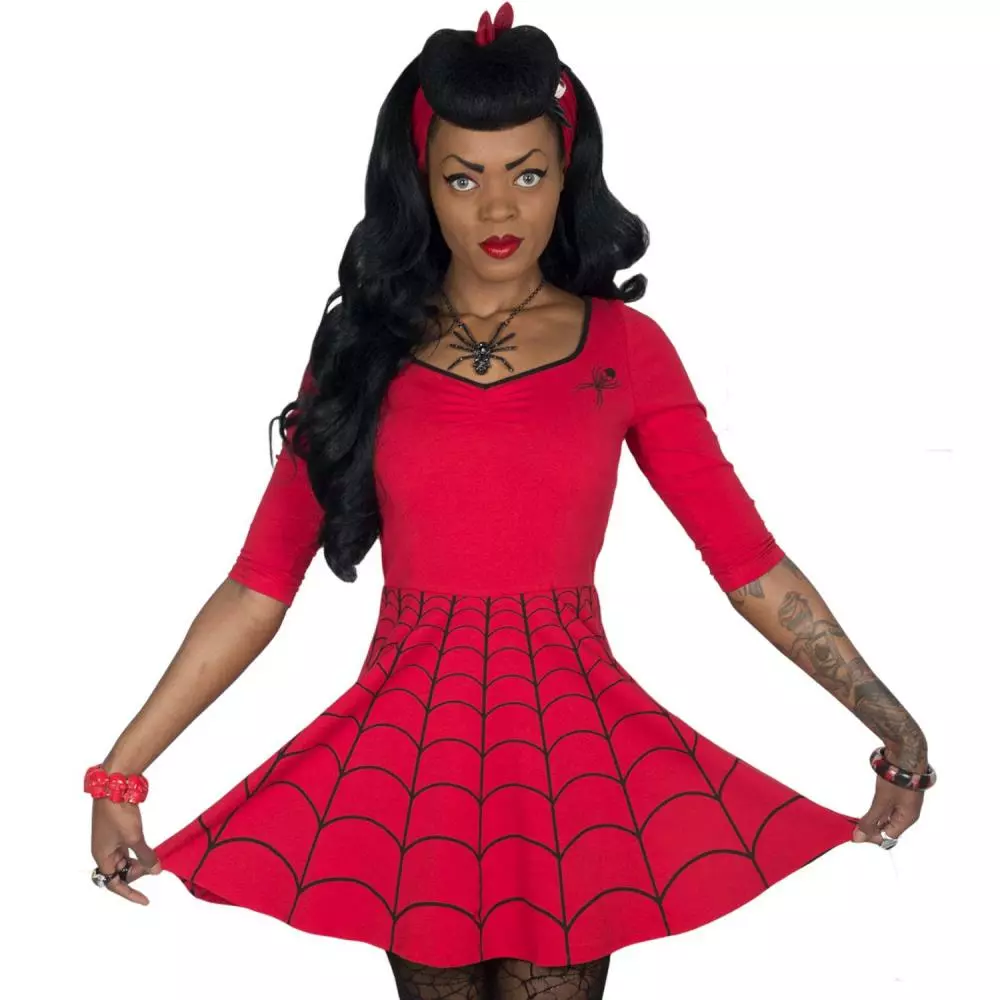Kreepsville Spiderweb Red Skater Dress 4 Kreepsville Spiderweb Red Skater Dress