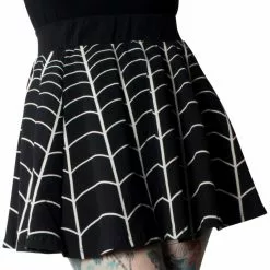 Kreepsville Spiderweb White Skater Skirt