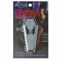 Elvira Open Coffin Red Enamel Pin