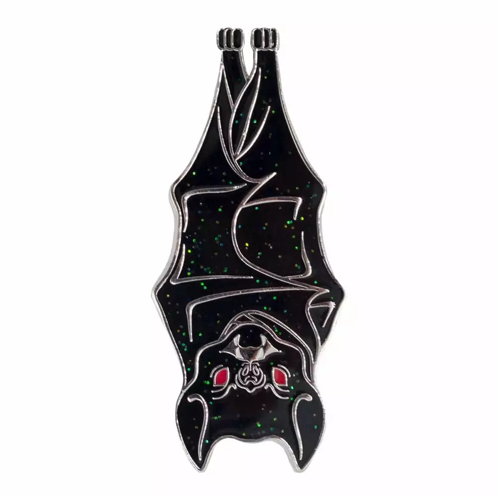 Kreepsville Hanging Bat Glitter Enamel Pin 3 Kreepsville Hanging Bat Glitter Enamel Pin