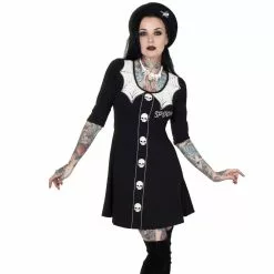 Kreepsville Women's Spooky Girl Flare 3/4 Sleeve Dress
