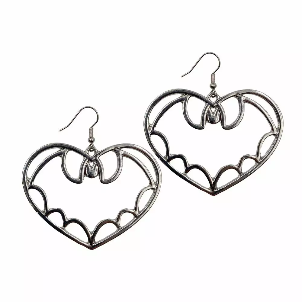 Kreepsville Bat Outline Heart Earring Jewelry 3 Kreepsville Bat Outline Heart Earring Jewelry