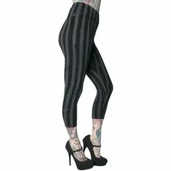 Kreepsville Stripe Grey Distressed Capri Leggings