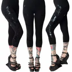 Kreepsville 666 Goathead Black Foil Capri Leggings Women's
