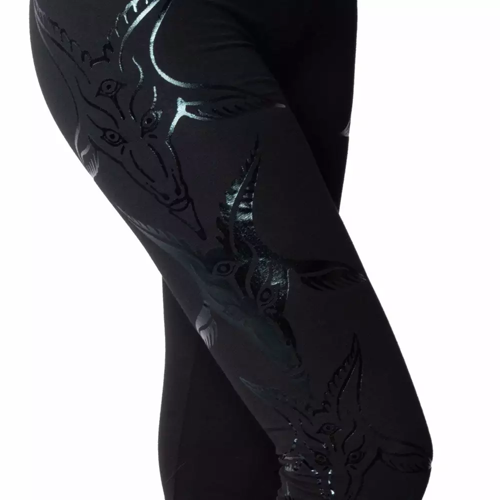 Kreepsville 666 Goathead Black Foil Capri Leggings Women's 5 Kreepsville 666 Goathead Black Foil Capri Leggings Women's