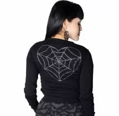 Kreepsville Women's Spiderweb Heart Diamond Cardigan