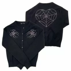 Kreepsville Women's Spiderweb Heart Diamond Cardigan