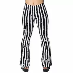 Kreepsville Women's Distressed Stripe White Flare Leggings