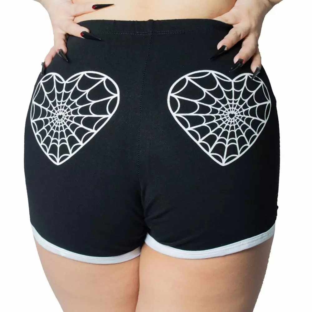 Kreepsville Web Heart White Womens Running Shorts Women's 3 Kreepsville Web Heart White Womens Running Shorts Women's