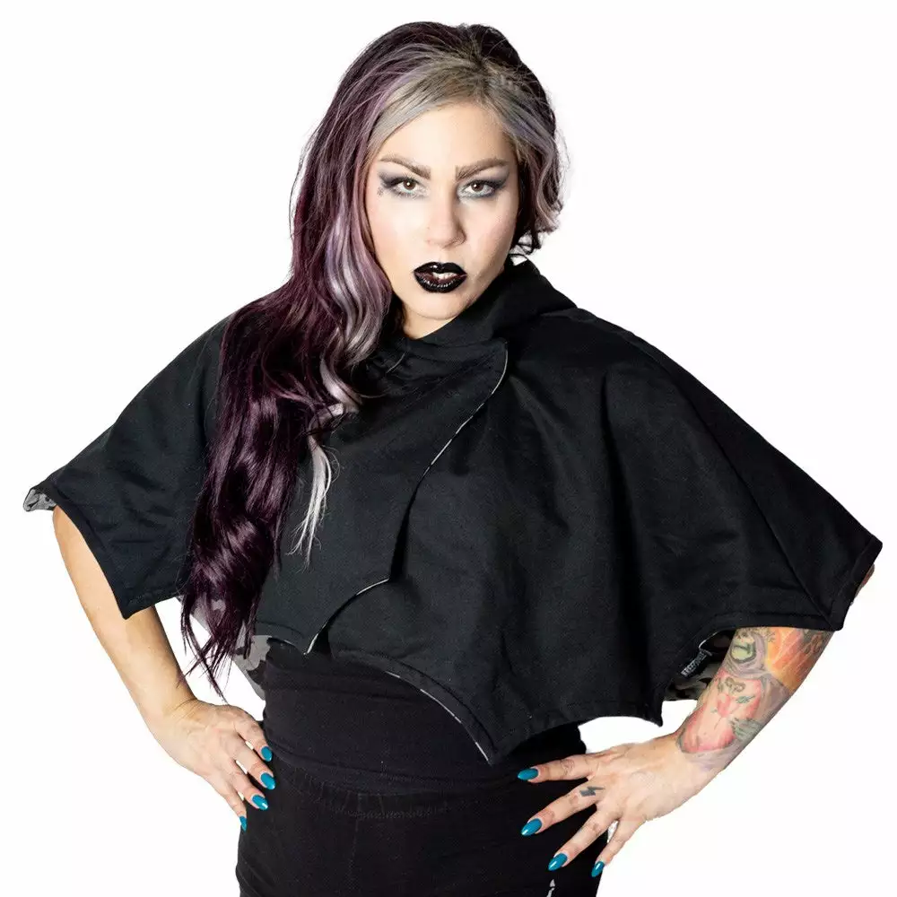 Kreepsville Women's Reversible Bat Wing Grey Bat Shoulder Cape 5 Kreepsville Women's Reversible Bat Wing Grey Bat Shoulder Cape