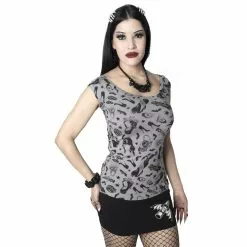 Women's Elvira Comic Icons Grey Shoulder Tee