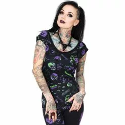 Kreepsville Spookshow Off Shoulder Top Blk/Purple Shop The Look
