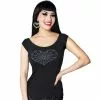 Kreepsville Spiderweb Heart Shoulder Top Grey