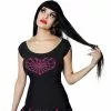 Kreepsville Spiderweb Heart Shoulder Top Pink 2 Kreepsville Spiderweb Heart Shoulder Top Pink