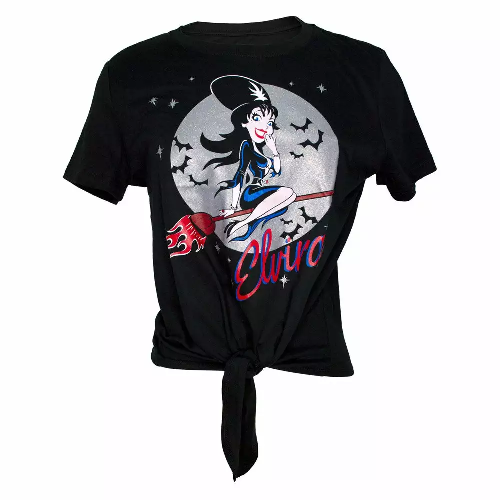 Elvira Bewitched Glitter Tie-Top Tee Women's 3 Elvira Bewitched Glitter Tie-Top Tee Women's