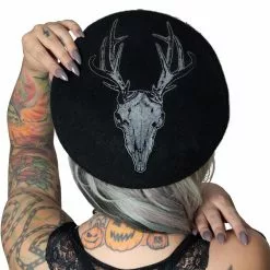 Kreepsville Accessories Deer Skull Black Beret