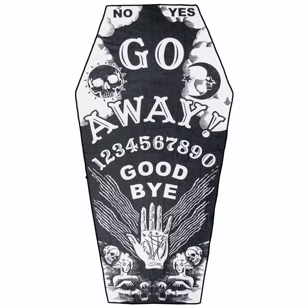Kreepsville Homewares & Gifts Go Away Ouija Coffin Beach Towel 3 Kreepsville Homewares & Gifts Go Away Ouija Coffin Beach Towel