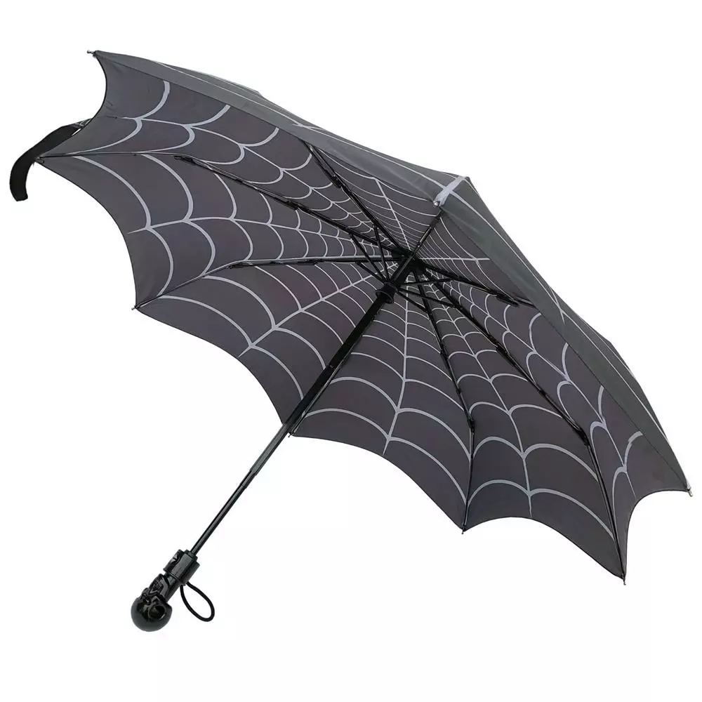 Kreepsville Skull Handle Spiderweb Umbrella Homewares & Gifts 5 Kreepsville Skull Handle Spiderweb Umbrella Homewares & Gifts