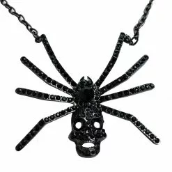 Kreepsville Jewelry Dia Spider Skull Necklace Black