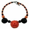 Kreepsville Jewelry Jack O Lantern Pumpkin Necklace Black/Orange