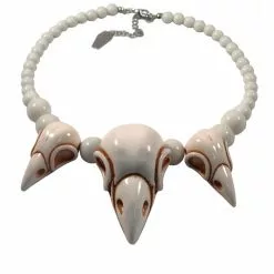 Kreepsville Jewelry Crow Skull Collection Necklace White