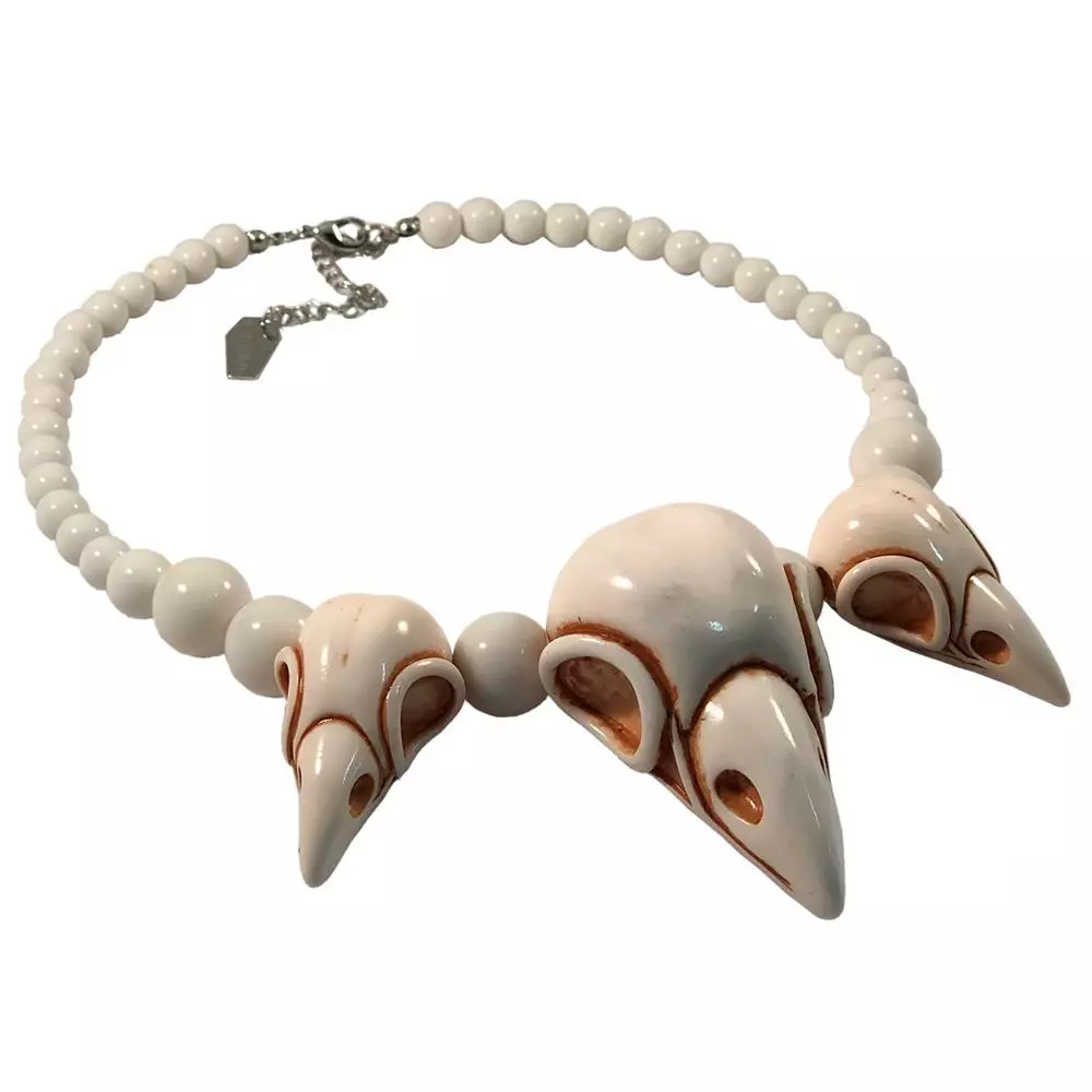 Kreepsville Jewelry Crow Skull Collection Necklace White 4 Kreepsville Jewelry Crow Skull Collection Necklace White