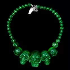 Kreepsville Jewelry Skull Collection Necklace Green Glitter 6 Kreepsville Jewelry Skull Collection Necklace Green Glitter
