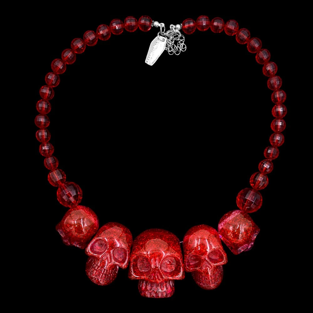 Kreepsville Jewelry Skull Collection Necklace Red Glitter 4 Kreepsville Jewelry Skull Collection Necklace Red Glitter
