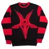 Kreepsville 666 Goathead Baphomet Red Striped Sweater Men's