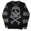 Kreepsville Harlock Skull Grey Striped Sweater 1 Kreepsville Harlock Skull Grey Striped Sweater