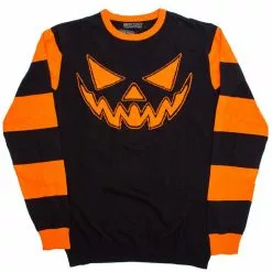 Kreepsville Trick Or Treat Pumpkin Striped Sweater Men's