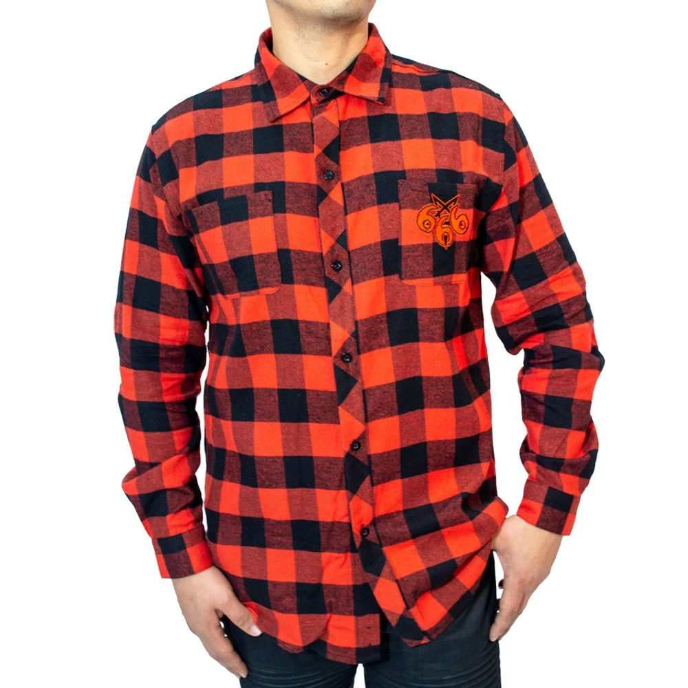 Kreepsville 666 Satanic Circle Red Flannel Shirt Men's 4 Kreepsville 666 Satanic Circle Red Flannel Shirt Men's