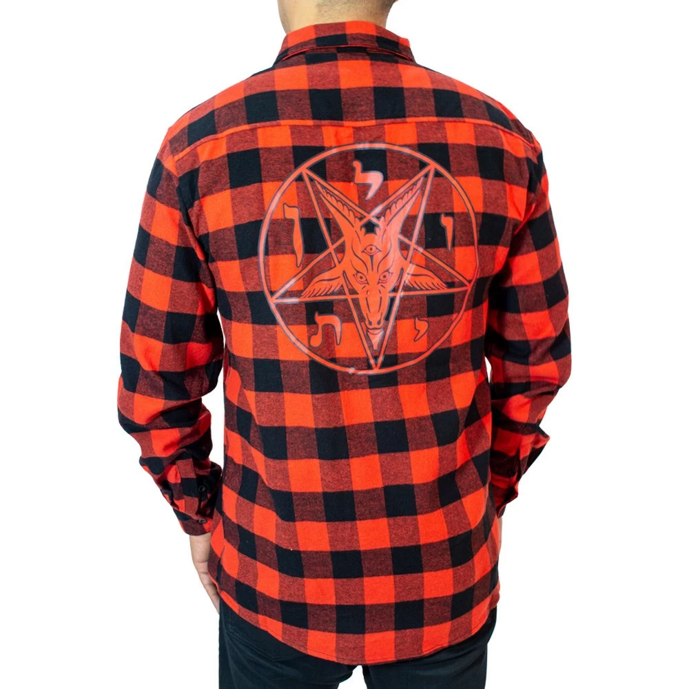 Kreepsville 666 Satanic Circle Red Flannel Shirt Men's 3 Kreepsville 666 Satanic Circle Red Flannel Shirt Men's