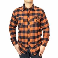 Kreepsville Men's Trick Or Treat Pumpkin Orange Flannel Shirt