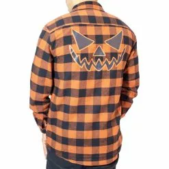 Kreepsville Men's Trick Or Treat Pumpkin Orange Flannel Shirt