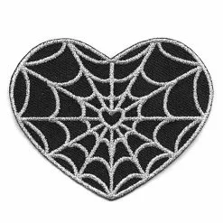 Kreepsville Spiderweb Heart Silver Patch Accessories