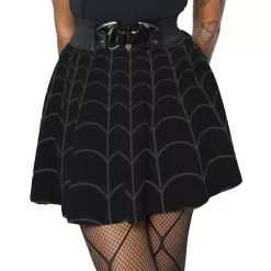 Kreepsville Women's Spiderweb Grey Skater Skirt