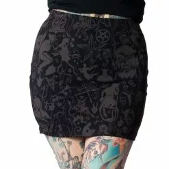 Kreepsville 666 Women's Goat Head Mini Skirt Grey