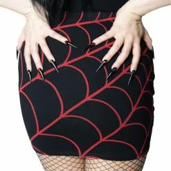 Kreepsville Spiderweb Mini Skirt Red